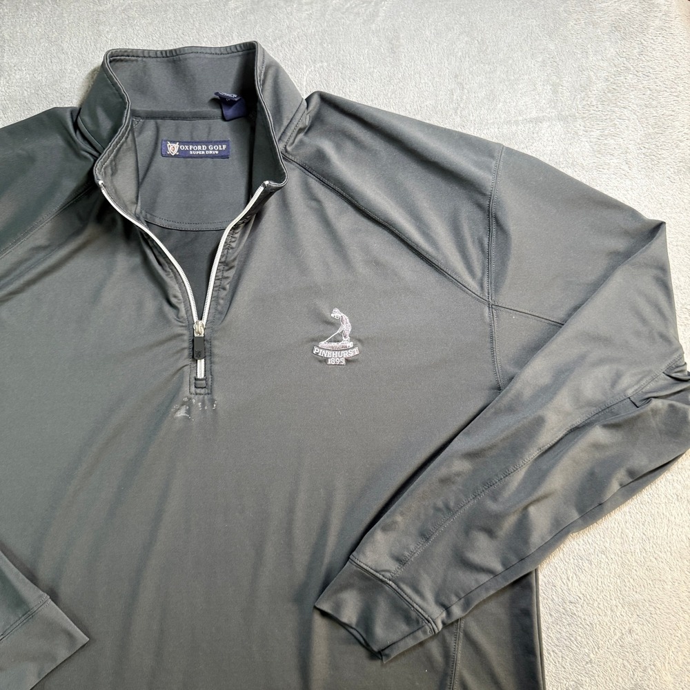 Oxford Golf Pinehurst 1895 Quarter Zip Pullover Mens XL Charcoal Gray Super Dry